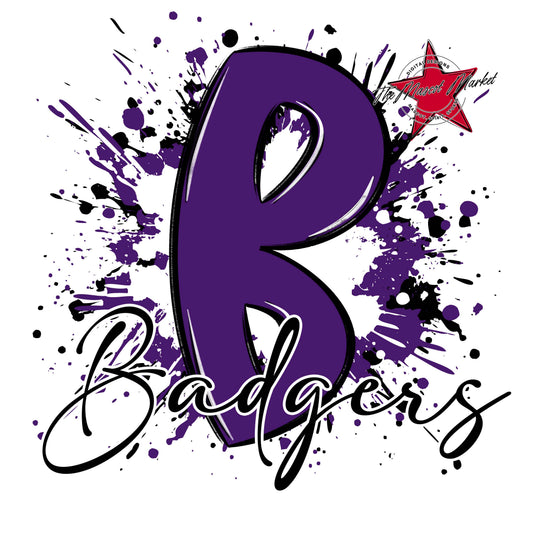 Badgers Mascot Splatter-Purple