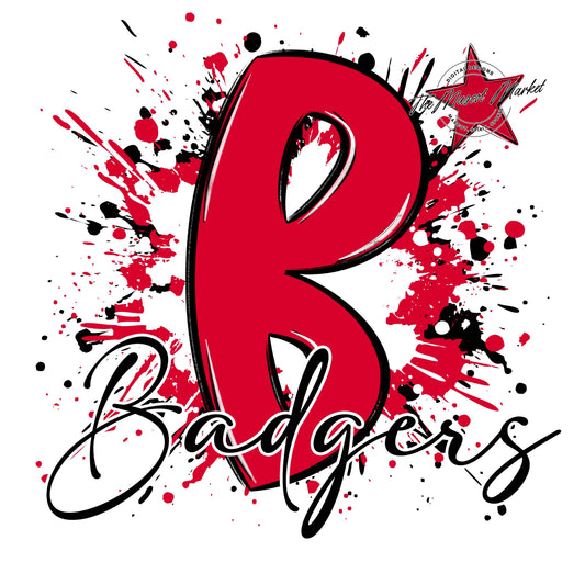 Badgers Mascot Splatter-Red
