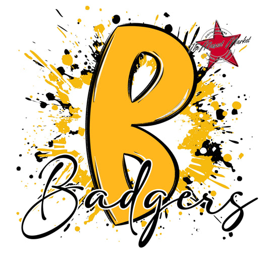 Badgers Mascot Splatter-Yellow