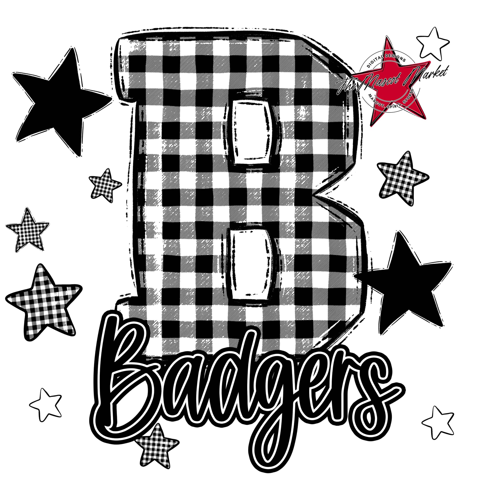 Badgers Plaid Star Design-Black
