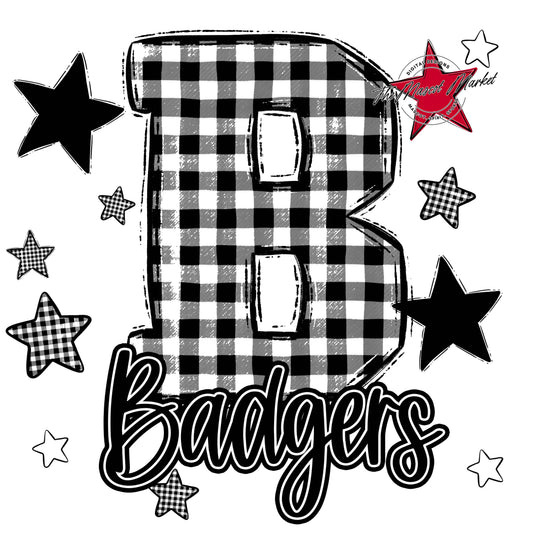 Badgers Plaid Star Design-Black
