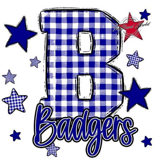 Badgers Plaid Star Design-Blue