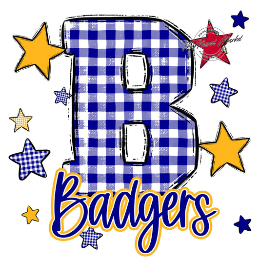 Badgers Plaid Star Design-Blue & Yellow