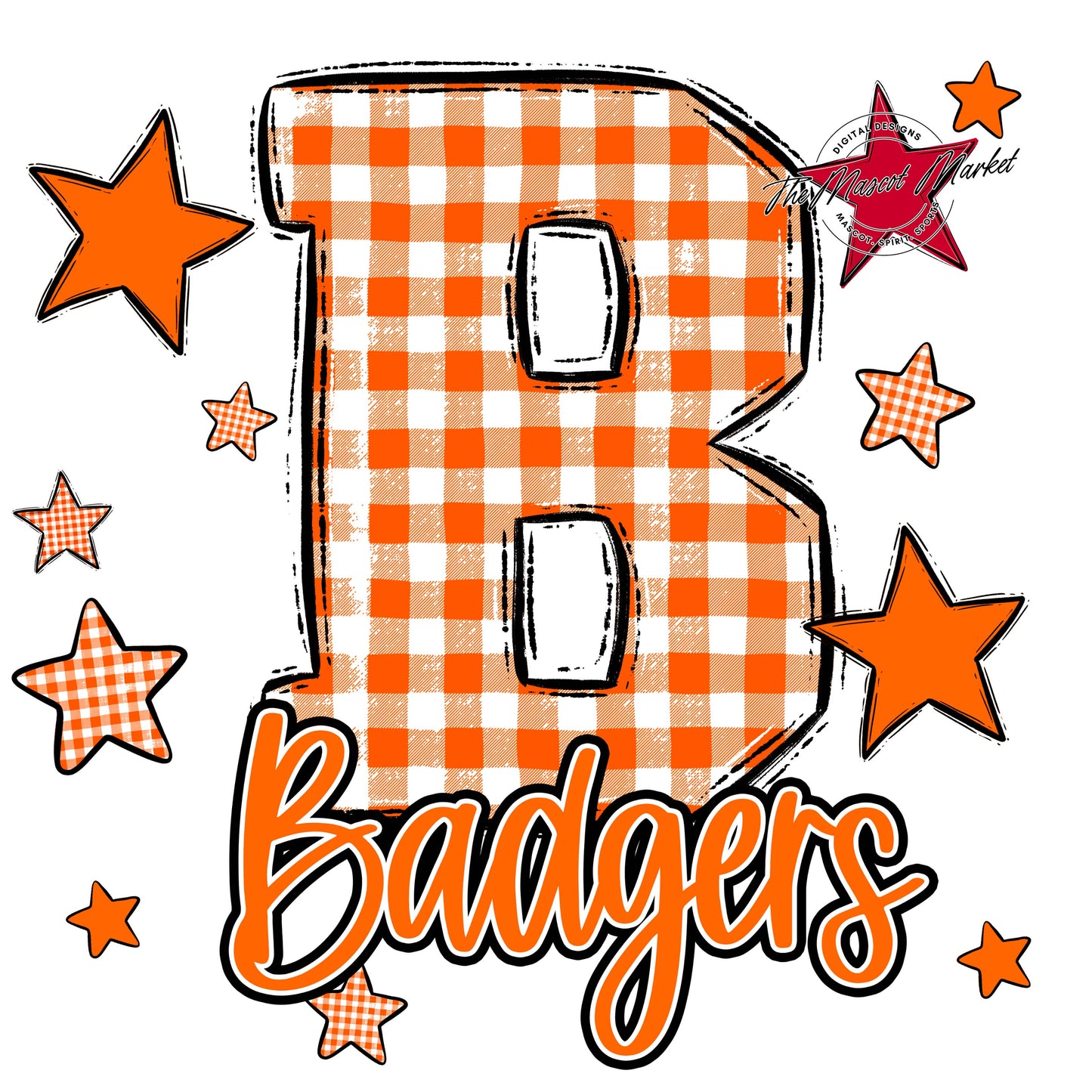 Badgers Plaid Star Design-Orange