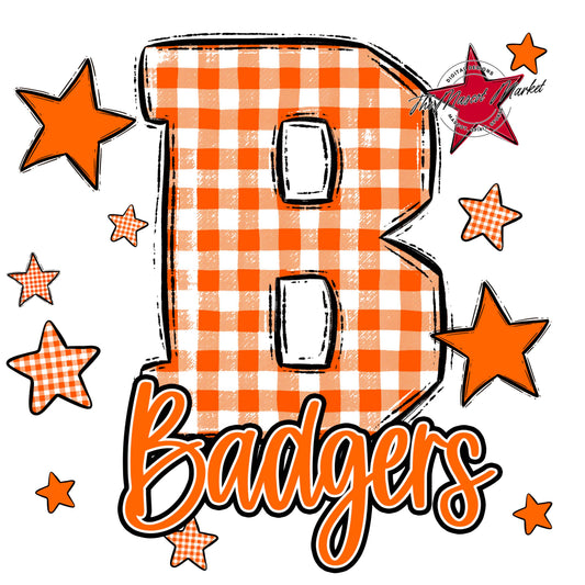 Badgers Plaid Star Design-Orange