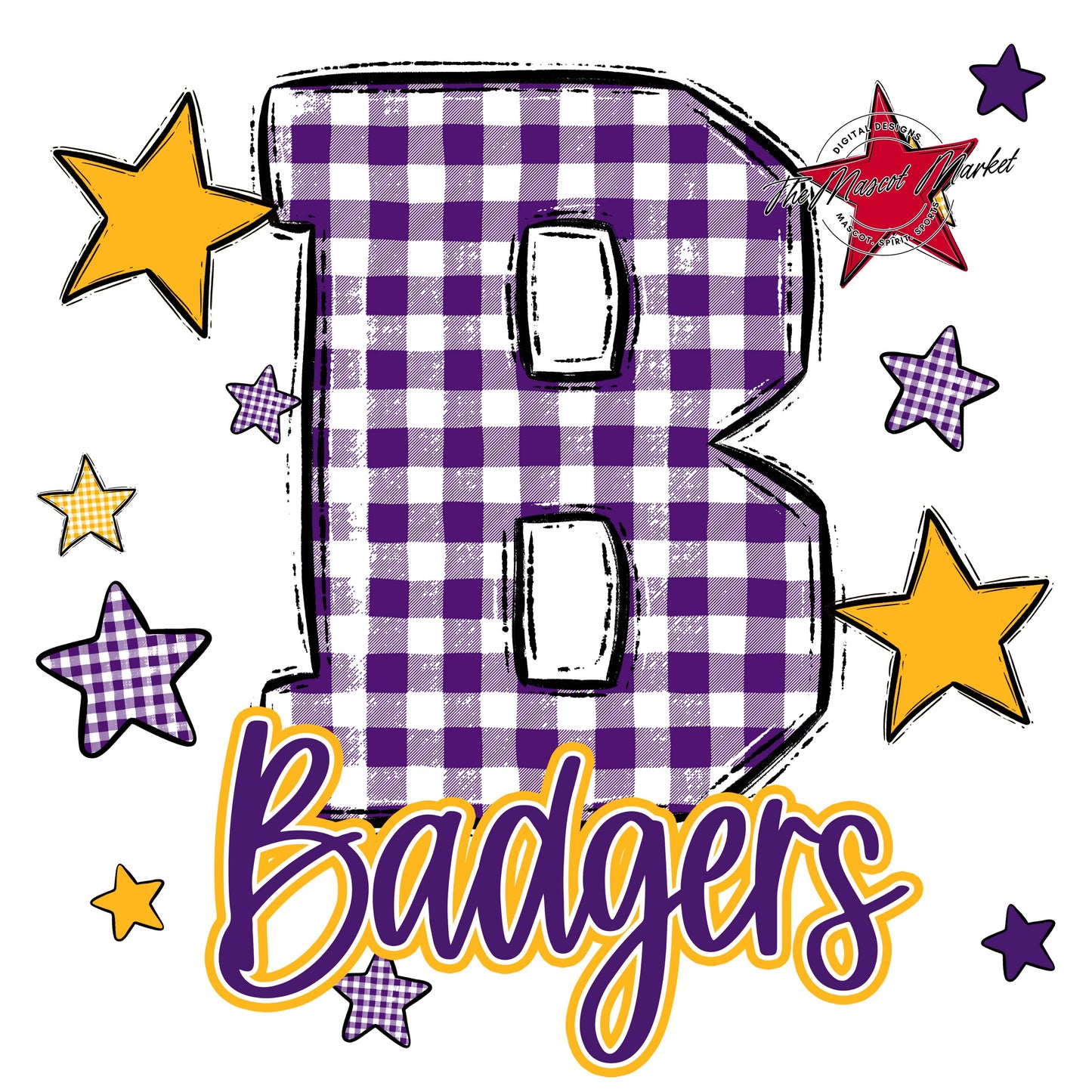 Badgers Plaid Star Design-Purple & Yellow