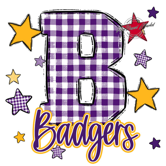 Badgers Plaid Star Design-Purple & Yellow