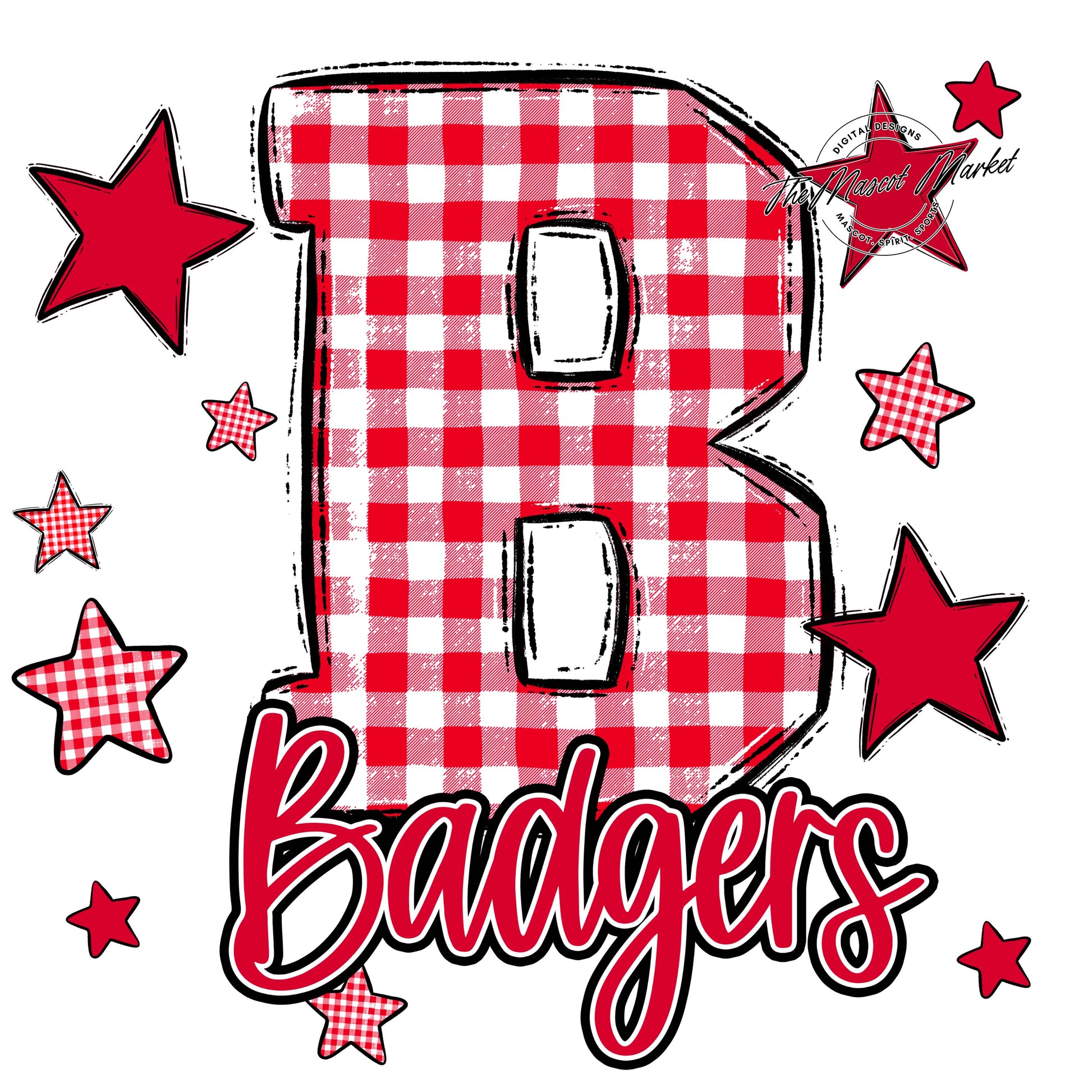 Badgers Plaid Star Design-Red
