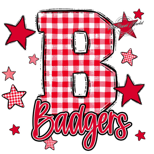 Badgers Plaid Star Design-Red