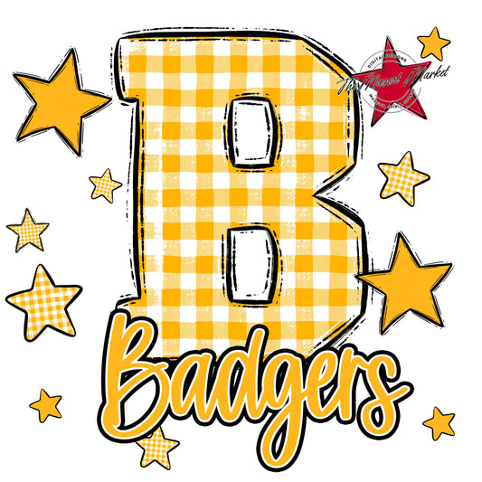 Badgers Plaid Star Design-Yellow