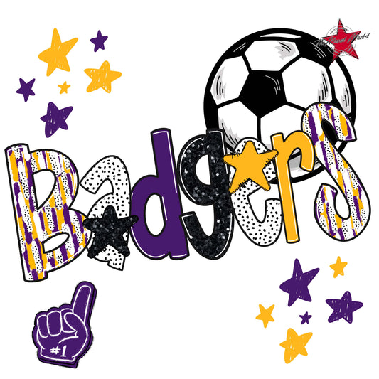 Badgers Soccer Scrape-Purple & Yellow