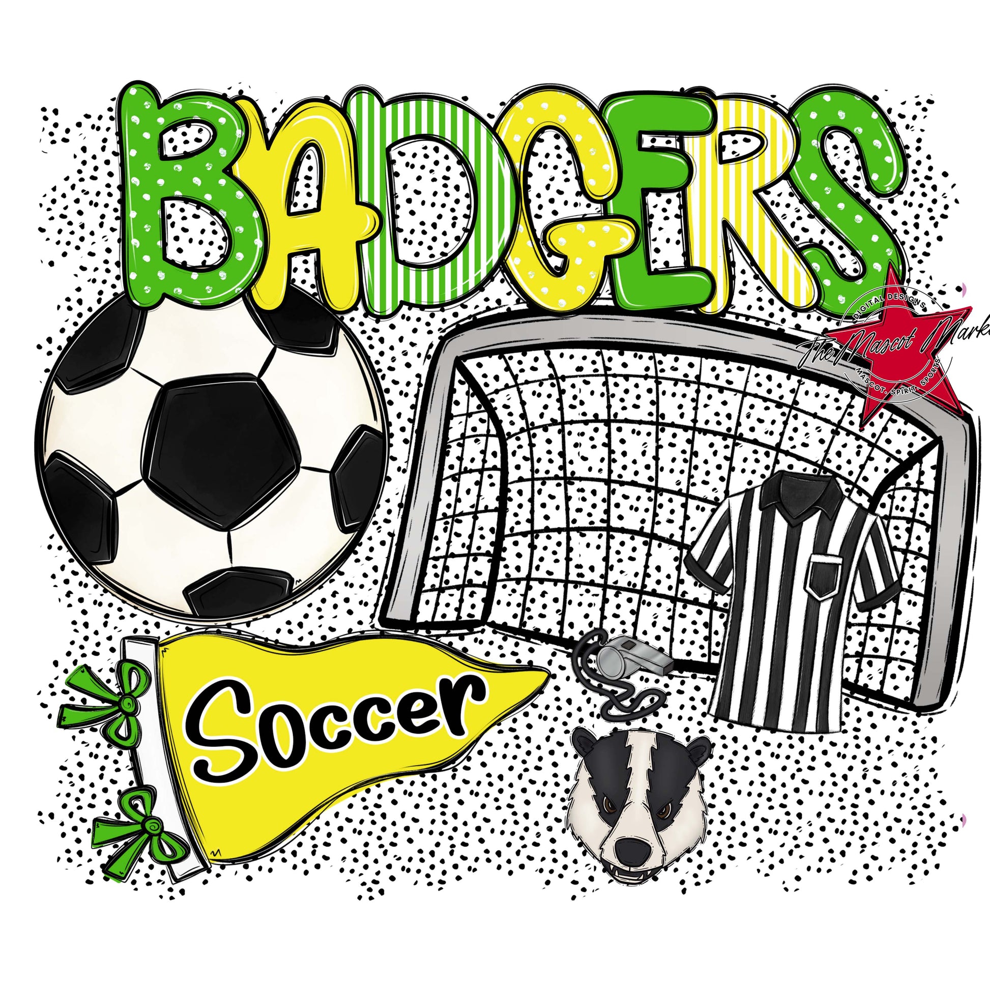 Badgers Soccer Spirit-Bright Green & Bright Yellow