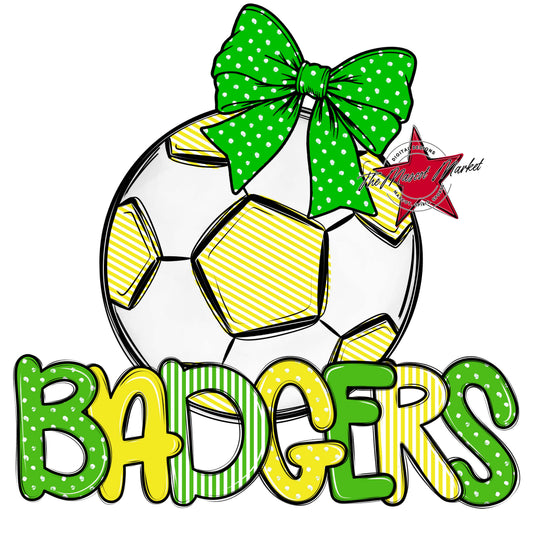 Badgers Soccer Spirit Design-Bright Green & Bright Yellow