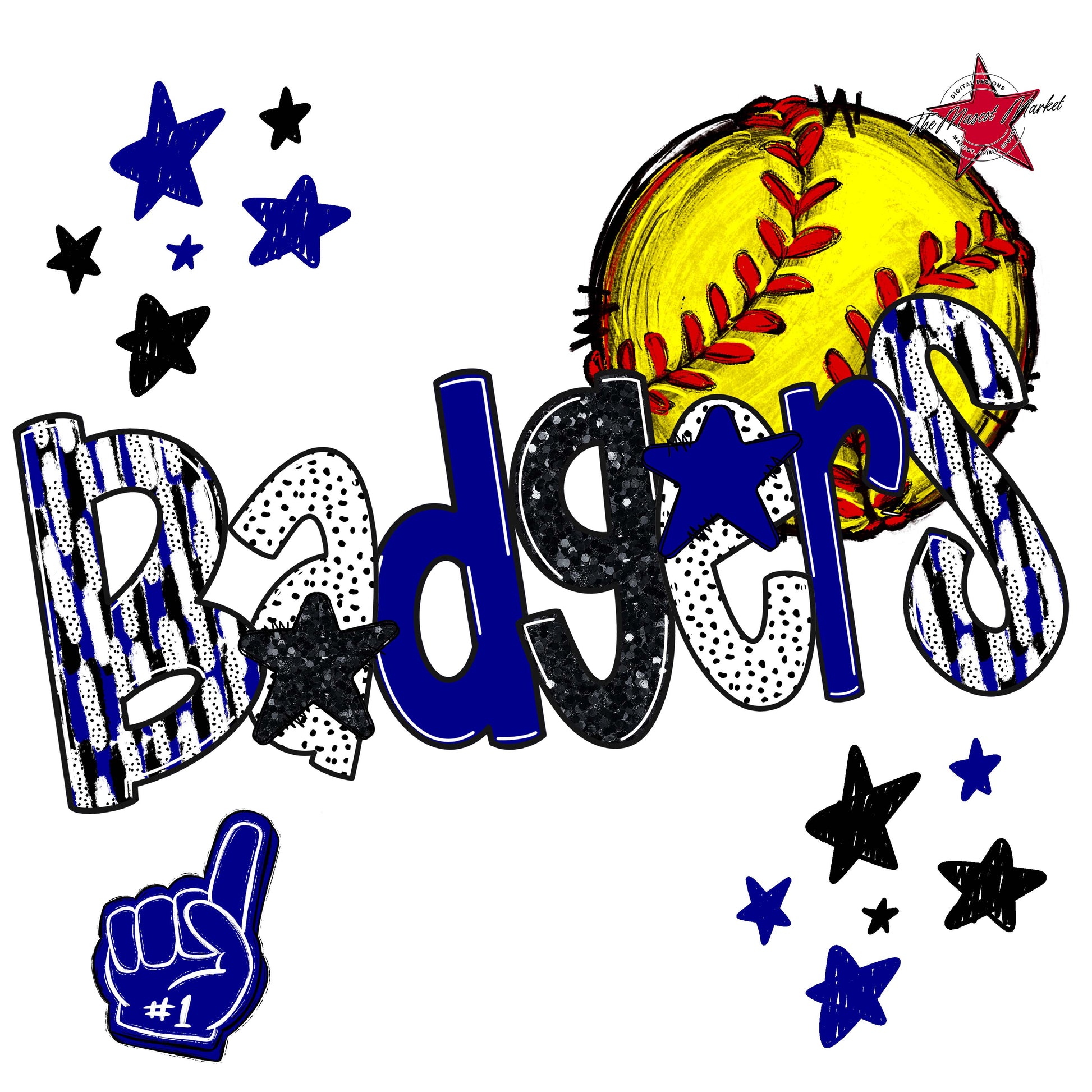 Badgers Softball Scrape-Blue