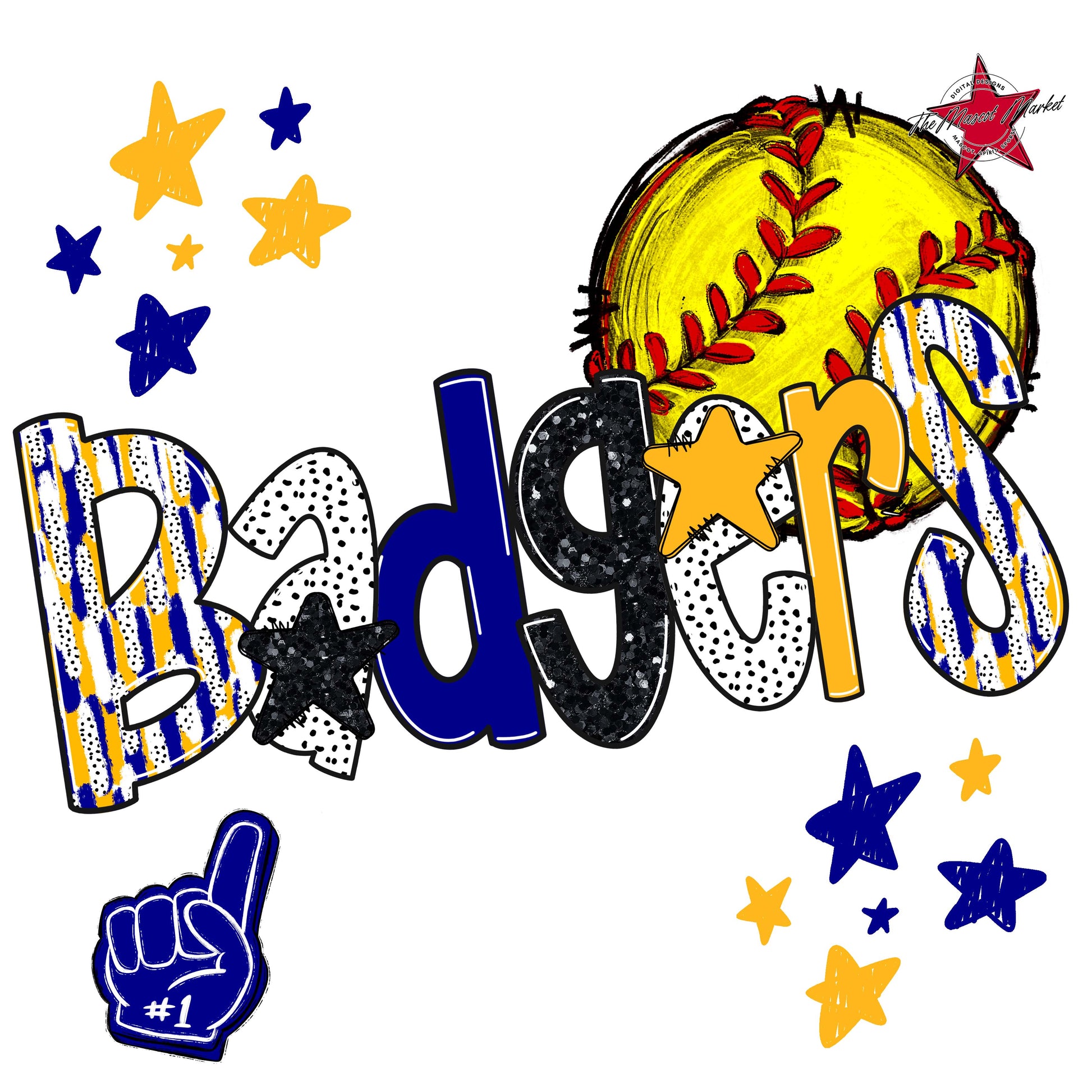 Badgers Softball Scrape-Blue & Yellow