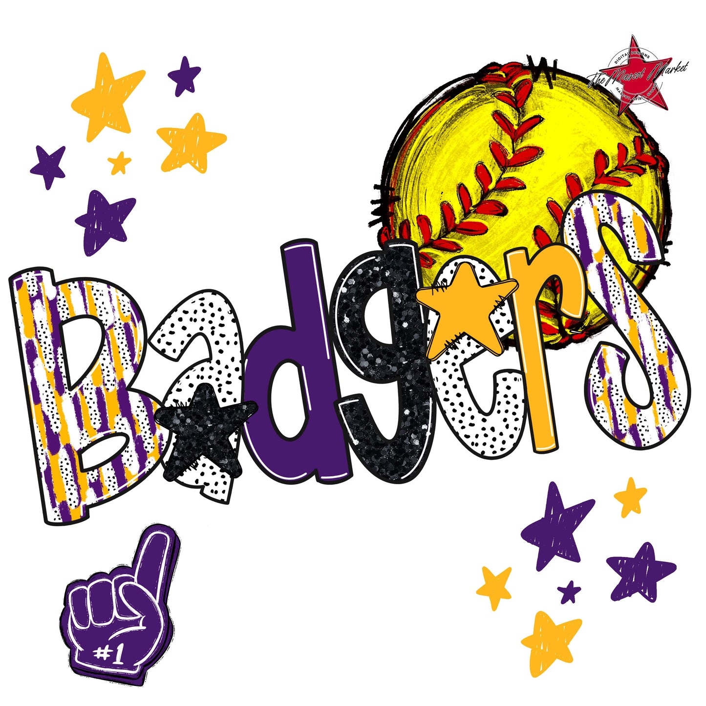Badgers Softball Scrape-Purple & Yellow