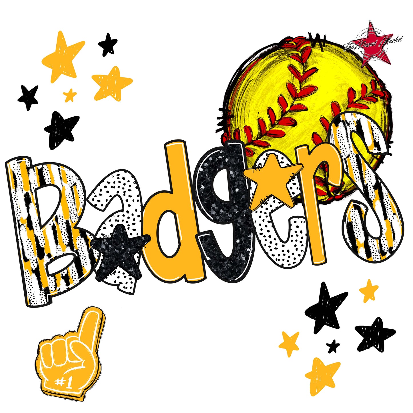 Badgers Softball Scrape-Yellow