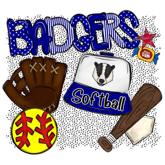 Badgers Softball Spirit-Blue