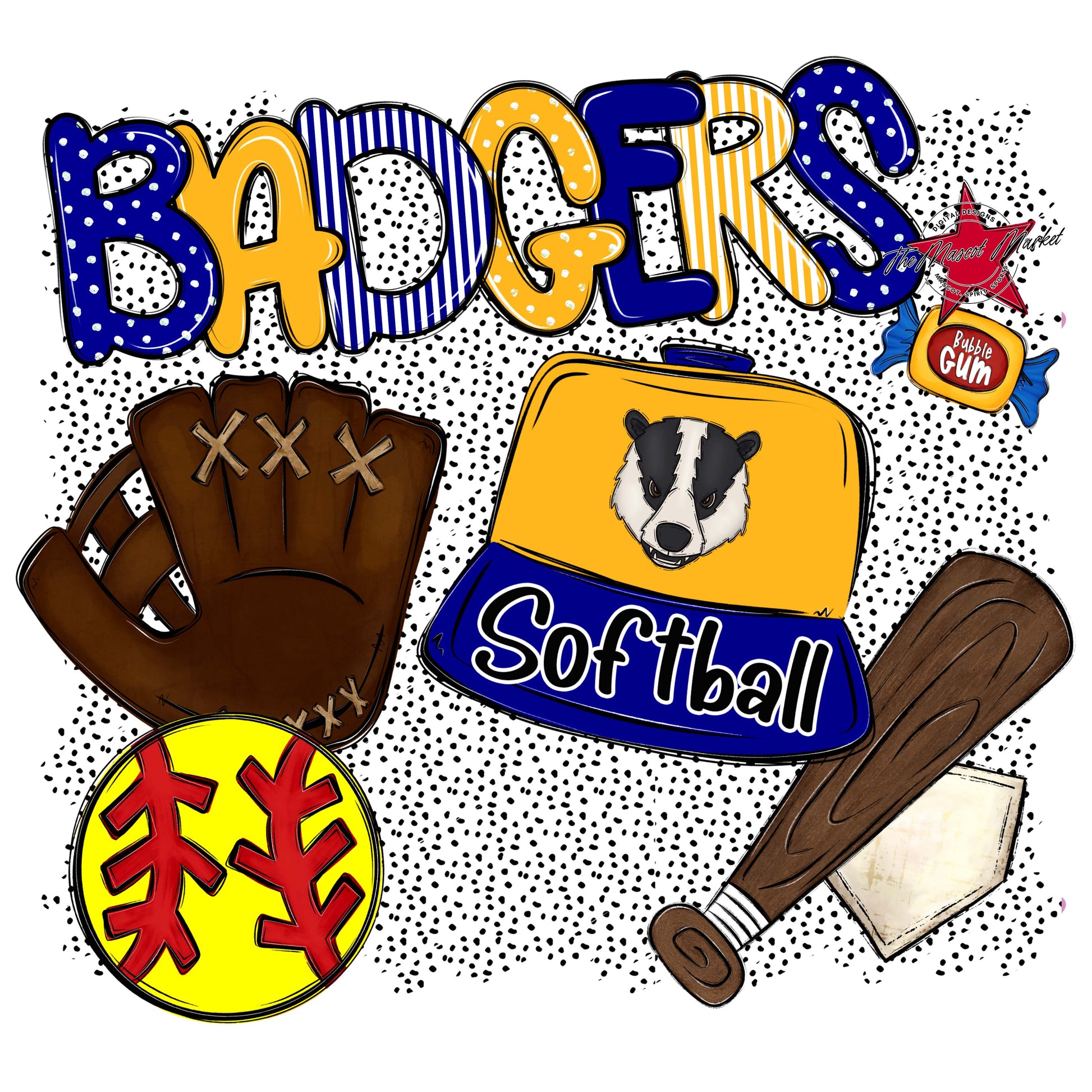 Badgers Softball Spirit-Blue & Yellow