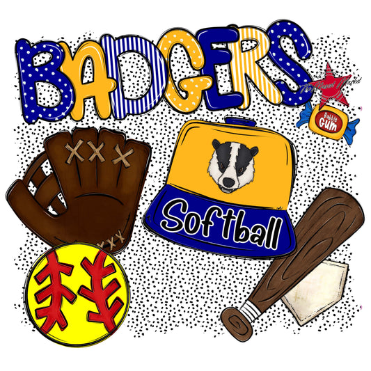 Badgers Softball Spirit-Blue & Yellow