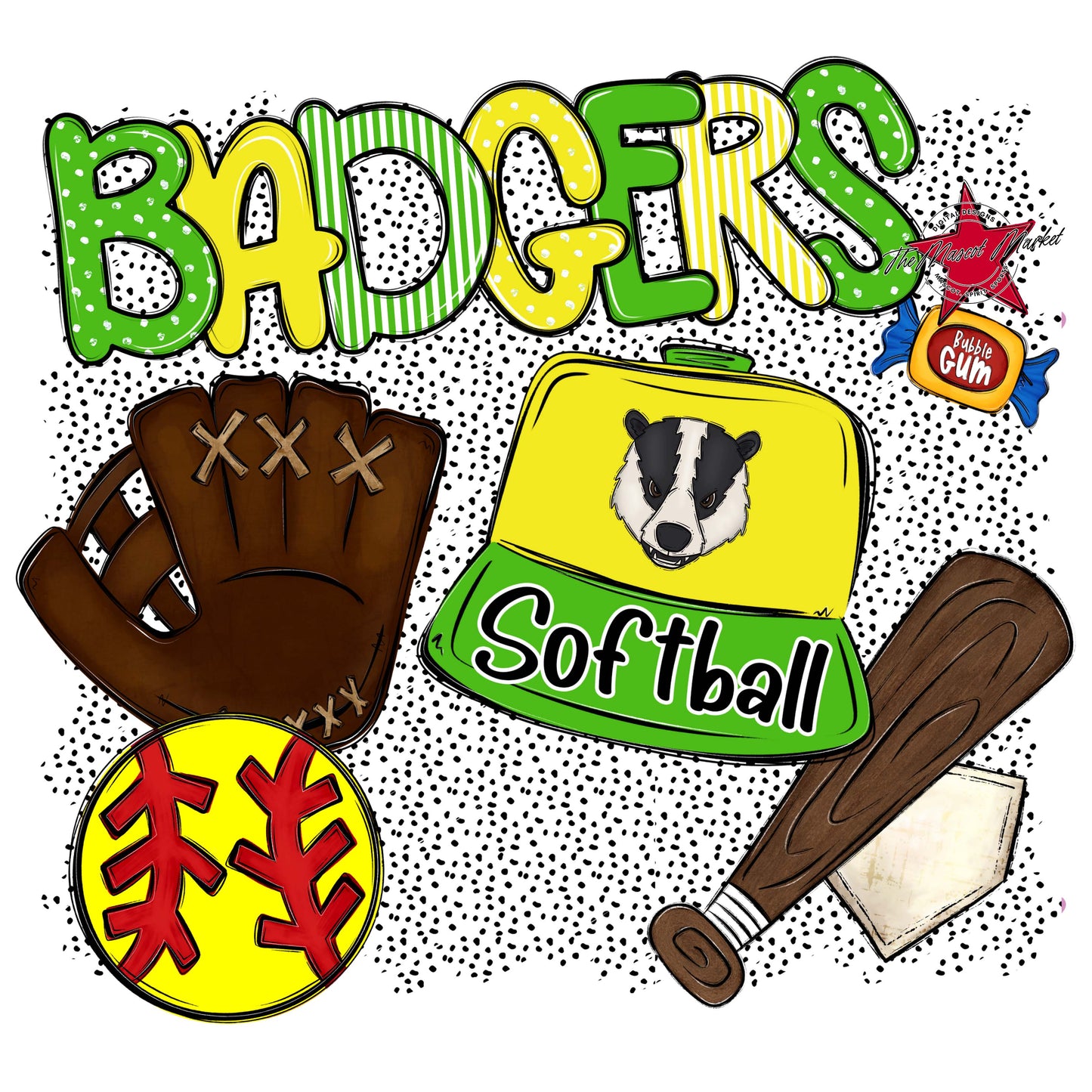 Badgers Softball Spirit-Bright Green & Bright Yellow