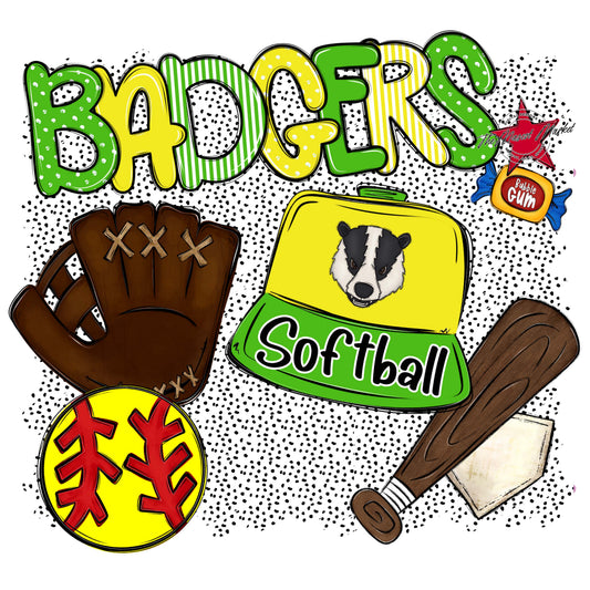 Badgers Softball Spirit-Bright Green & Bright Yellow