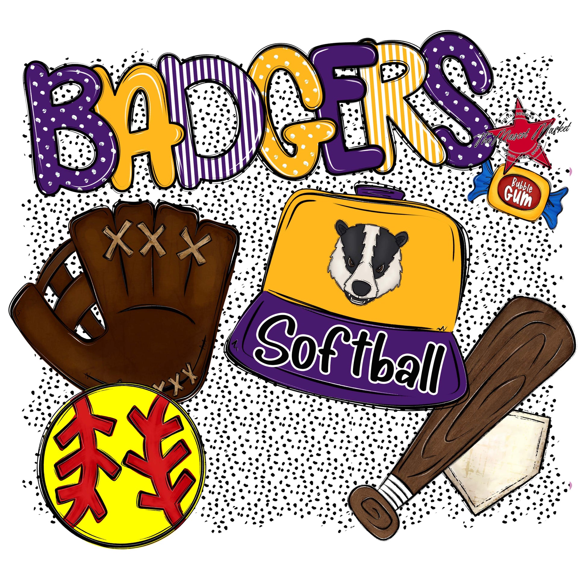 Badgers Softball Spirit-Purple & Yellow