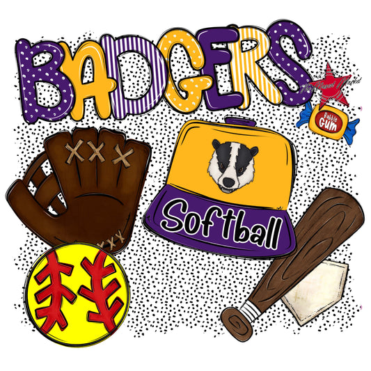 Badgers Softball Spirit-Purple & Yellow