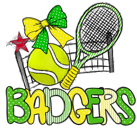 Badgers Tennis Spirit Design-Bright Green & Bright Yellow