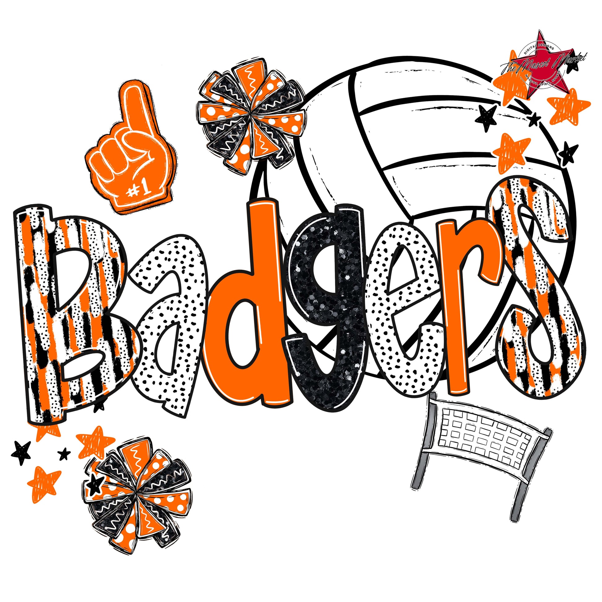 Badgers Volleyball Scrape-Orange