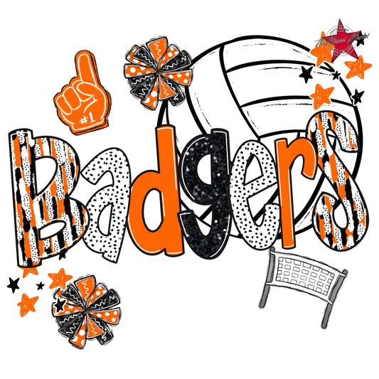 Badgers Volleyball Scrape-Orange