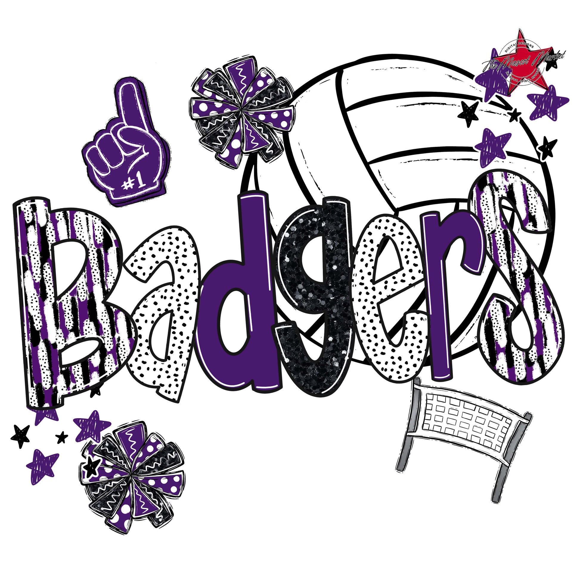 Badgers Volleyball Scrape-Purple