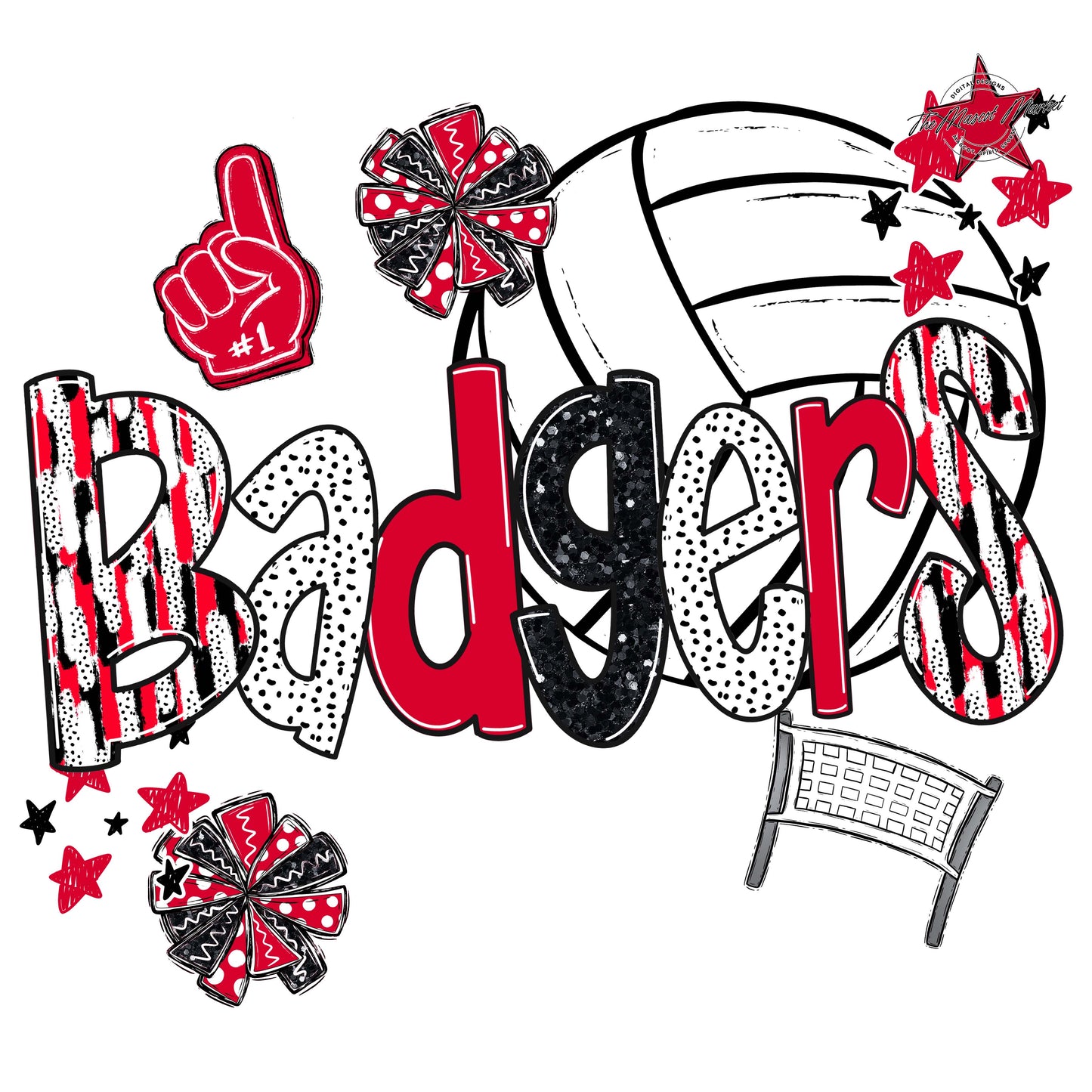 Badgers Volleyball Scrape-Red