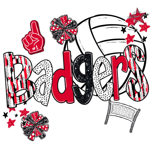 Badgers Volleyball Scrape-Red