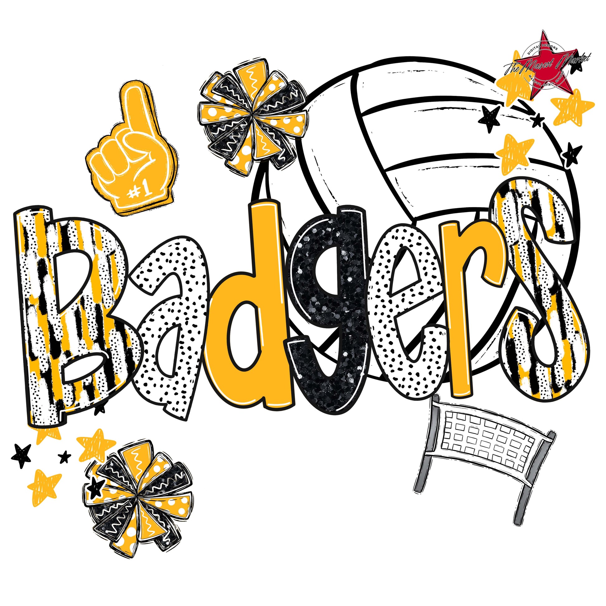 Badgers Volleyball Scrape-Yellow