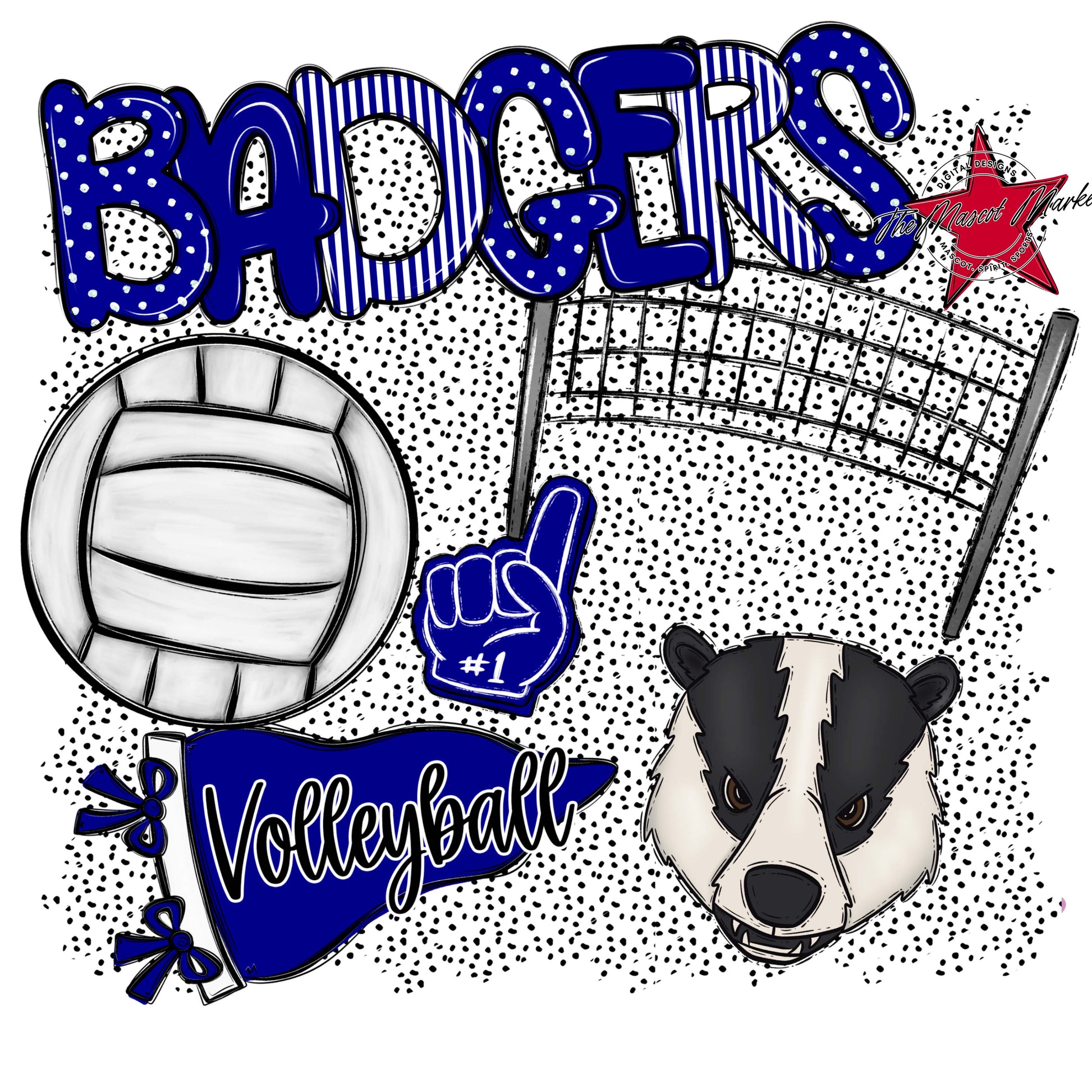 Badgers Volleyball Spirit-Blue