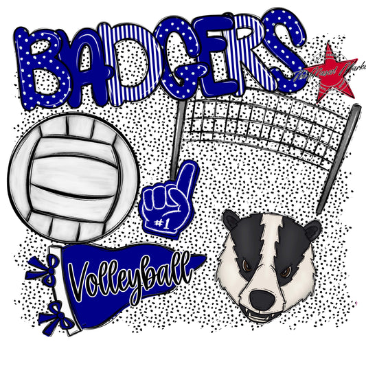 Badgers Volleyball Spirit-Blue