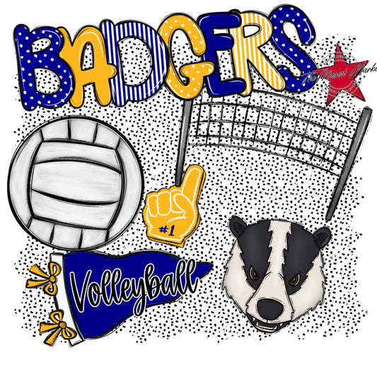 Badgers Volleyball Spirit-Blue & Yellow