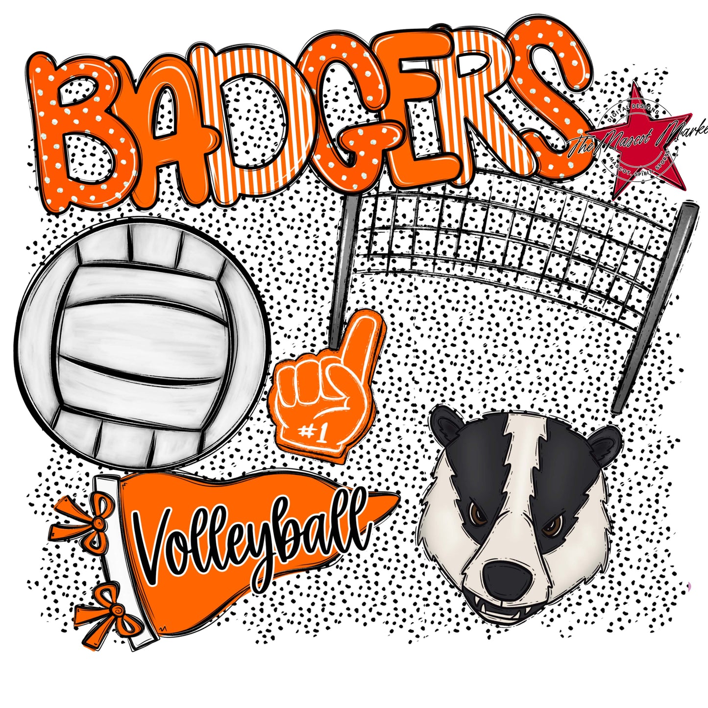 Badgers Volleyball Spirit-Orange