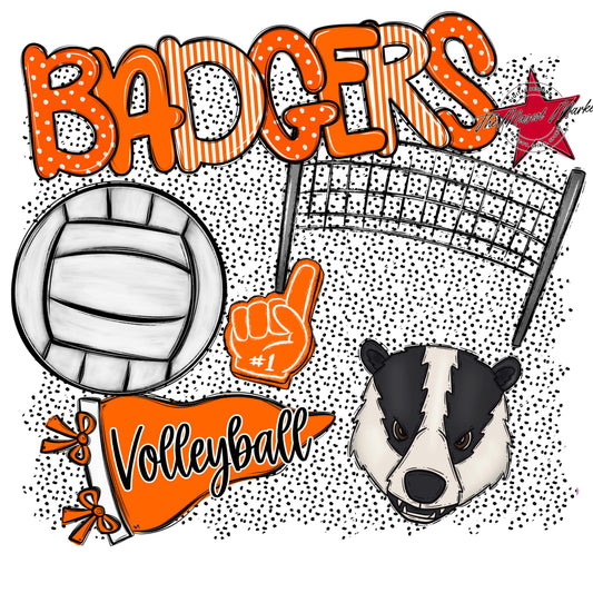Badgers Volleyball Spirit-Orange