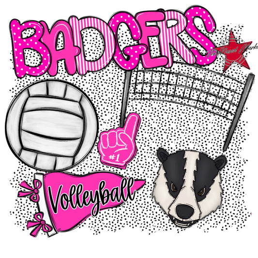 Badgers Volleyball Spirit-Pink