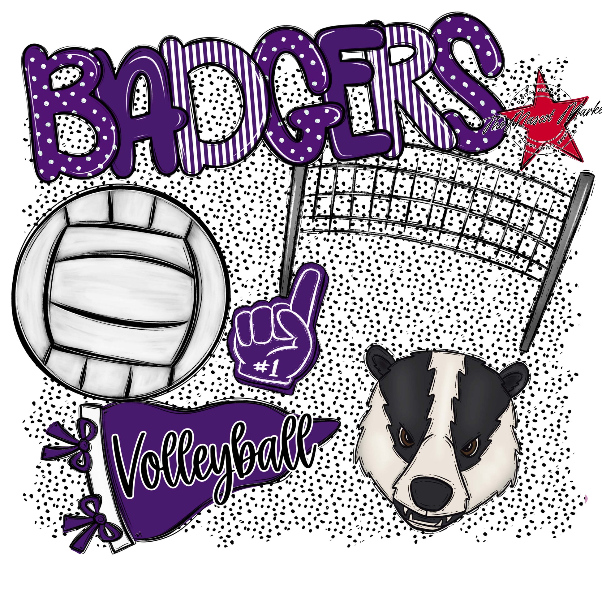 Badgers Volleyball Spirit-Purple