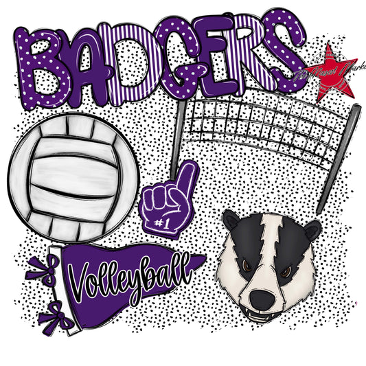 Badgers Volleyball Spirit-Purple