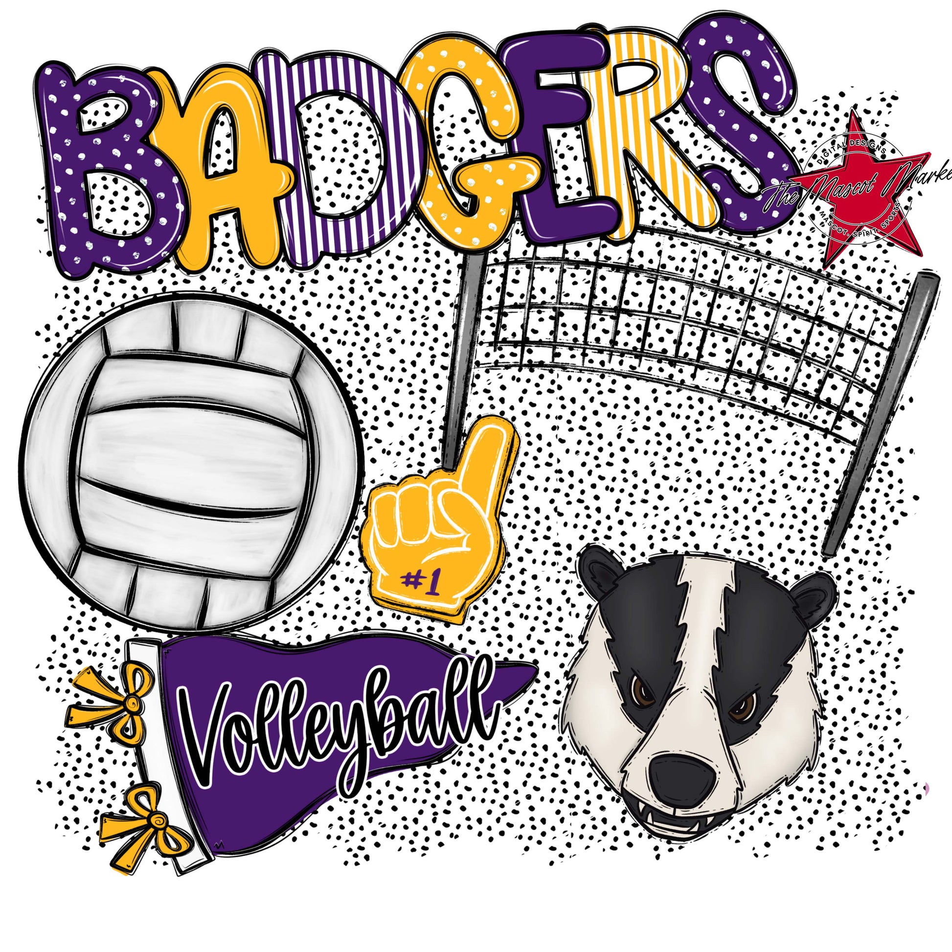 Badgers Volleyball Spirit-Purple & Yellow