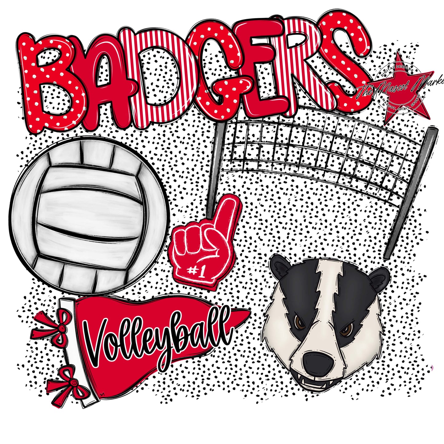 Badgers Volleyball Spirit-Red