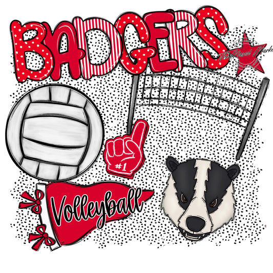 Badgers Volleyball Spirit-Red