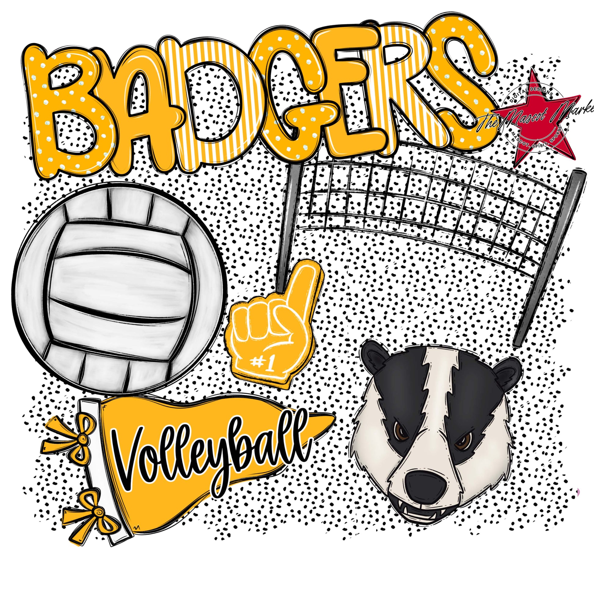 Badgers Volleyball Spirit-Yellow