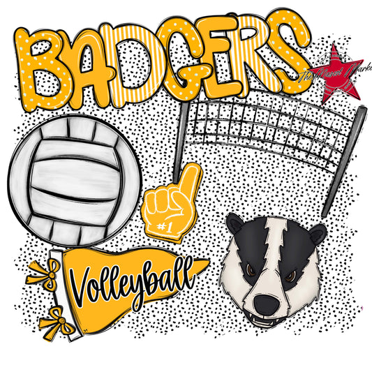 Badgers Volleyball Spirit-Yellow