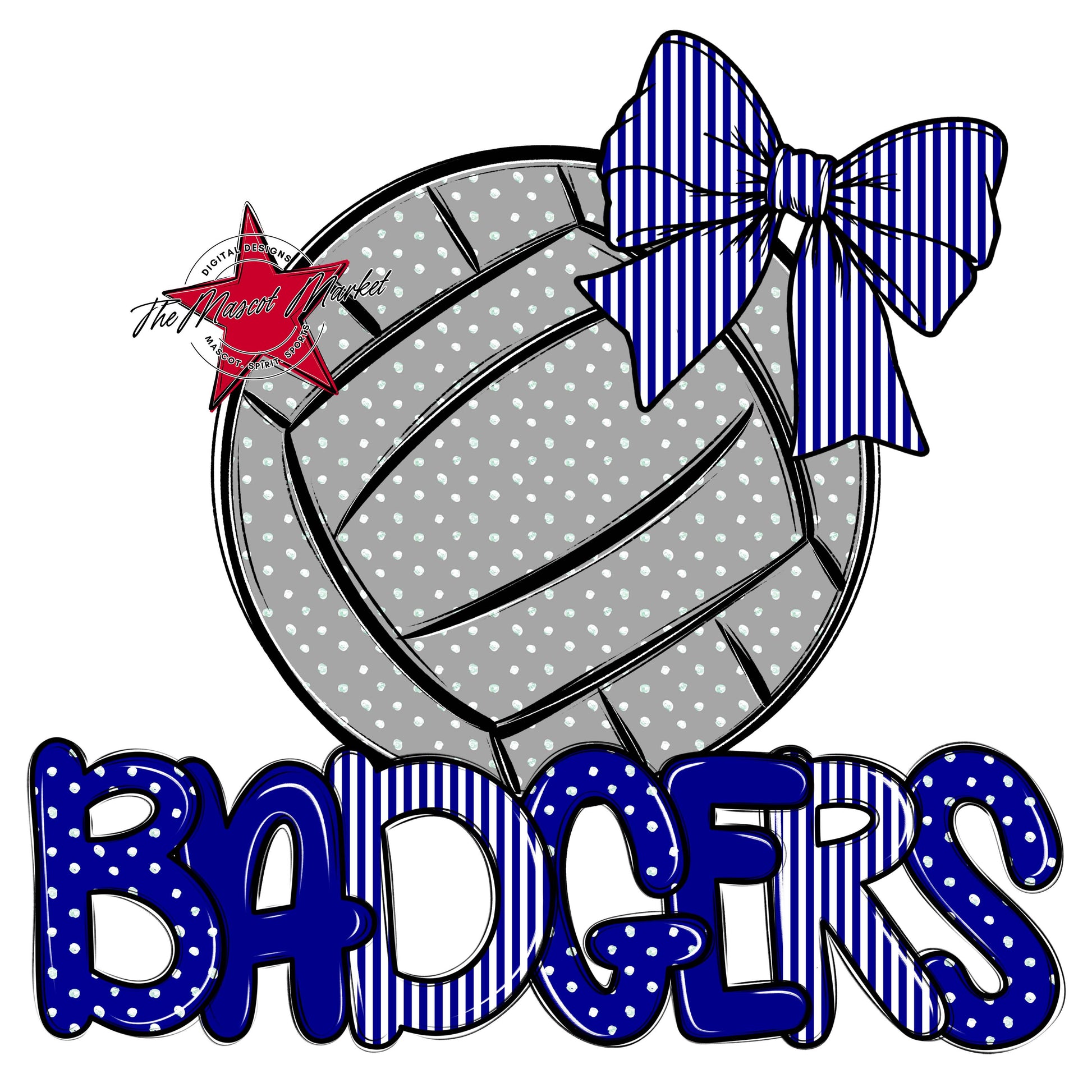Badgers Volleyball Spirit Design-Blue