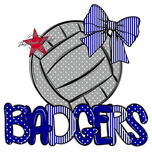 Badgers Volleyball Spirit Design-Blue